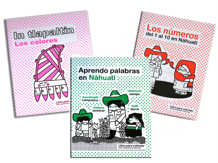 3 libros para colorear y aprender palabras en náhuatl