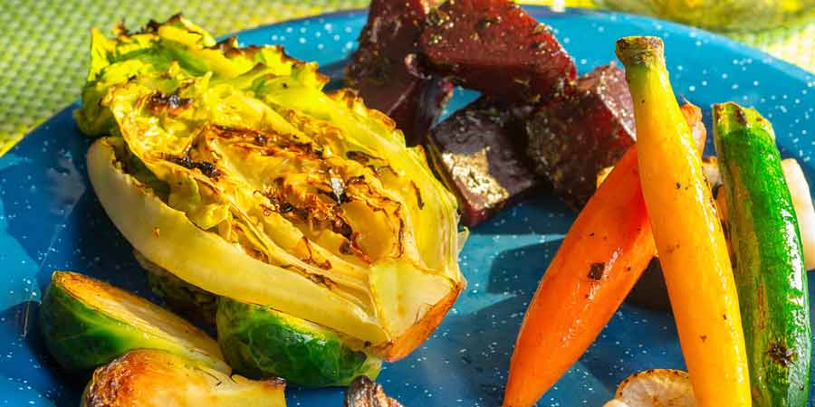 Vegetales con hongos al grill