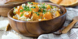 Arroz con calabaza de Castilla y nueces de la India