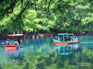 Nada en el Lago de Camécuaro en Zamora, Michoacán