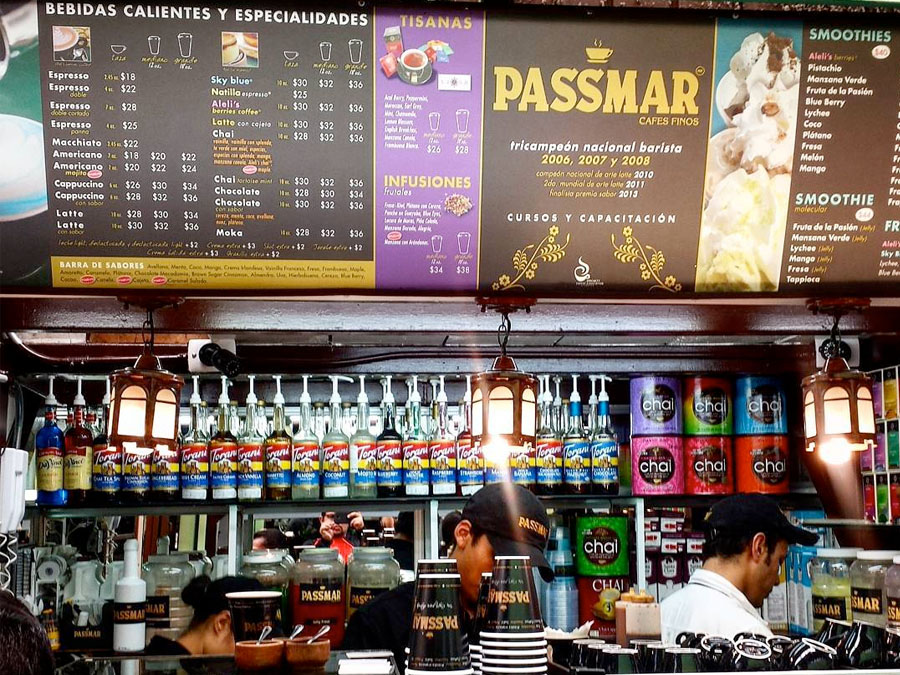 cafeterías en el df, café Passmar, café, mercado en la del Valle