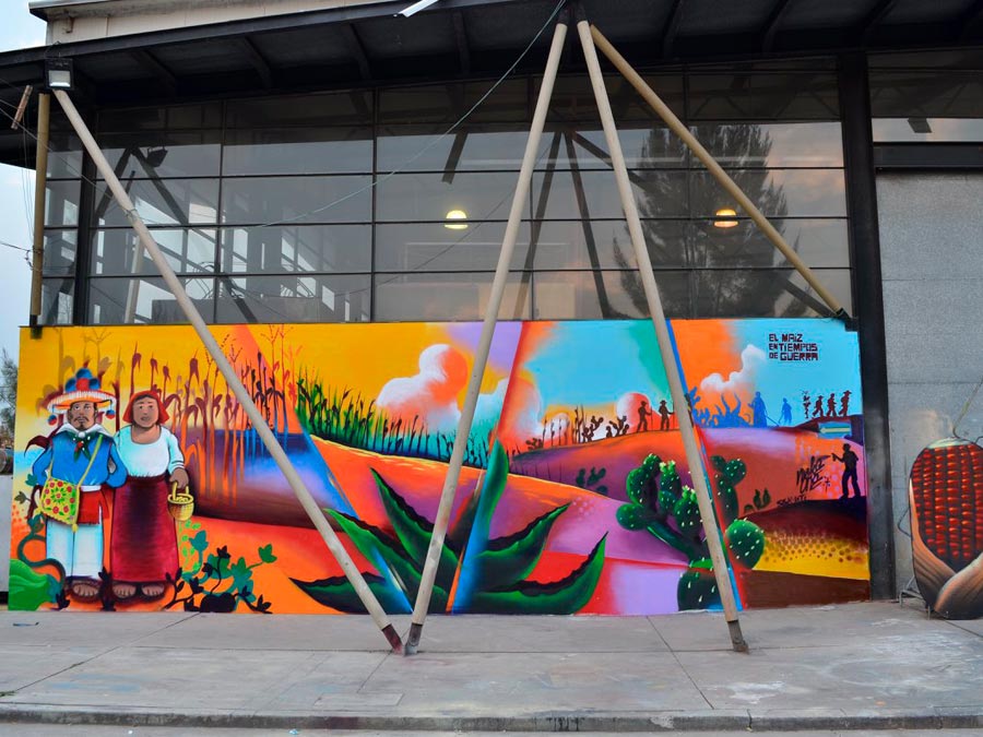 Mural de la milpa en Faro de Oriente Facebook El maíz en tiempos de Guerra