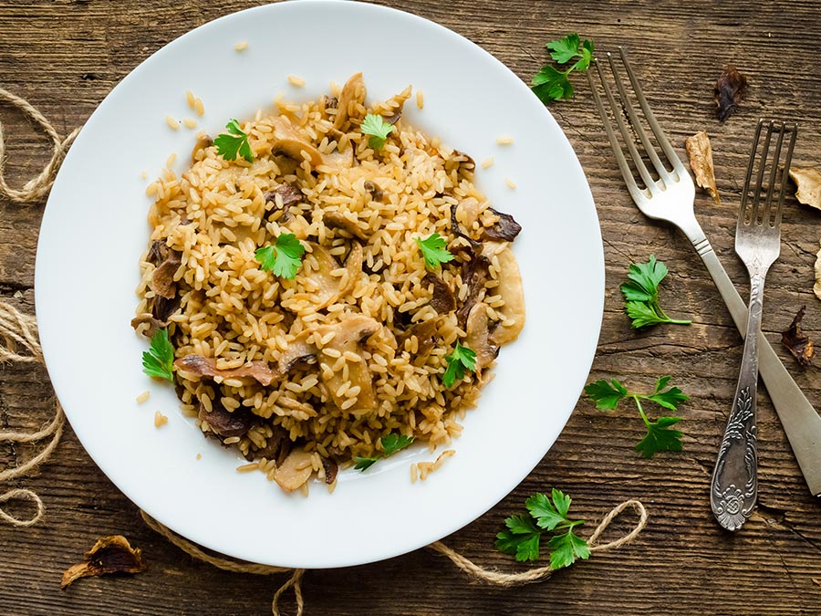 Risotto con cecina de Yecapixtla y hongos